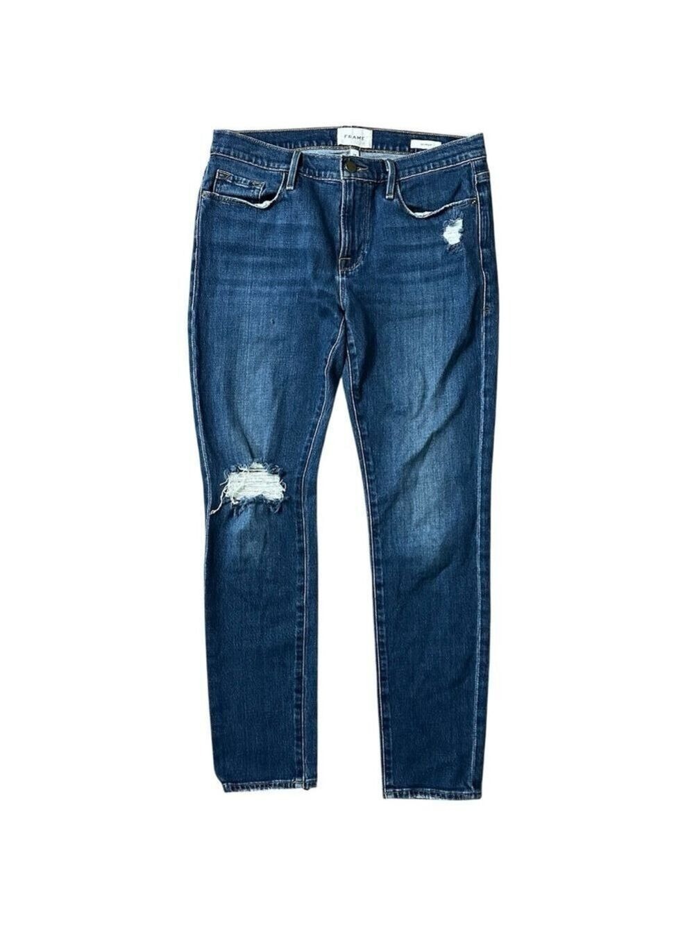 FRAME Denim Le Garcon Mid Rise Slim Boyfriend Skinny Distressed Jeans Size 28